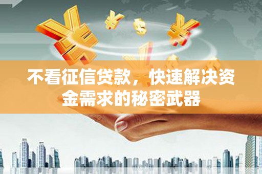 芷江不看征信贷款，快速解决资金需求的秘密武器